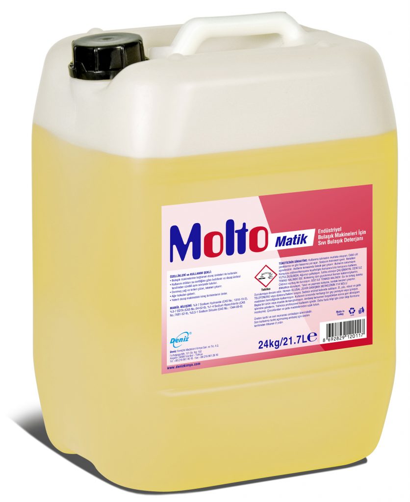Deniz Molto Matik Endüstriyel Bulaşık Makineleri İçin Sıvı Bulaşık Deterjanı 24 Kg